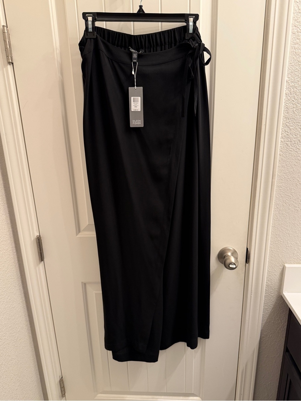 Eileen Fisher Black Wrap Maxi pants with Side Tie